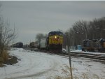  CSX 427 & 8388 begins to move out of yard track onto Main Line
